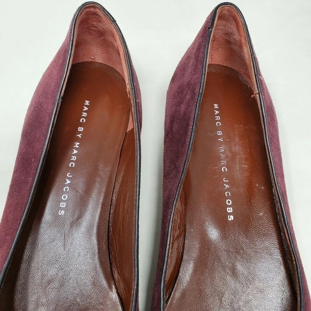 Marc By Marc Jacobs Suede Leather Ballet Flats Maroon Size 37.5 7.5